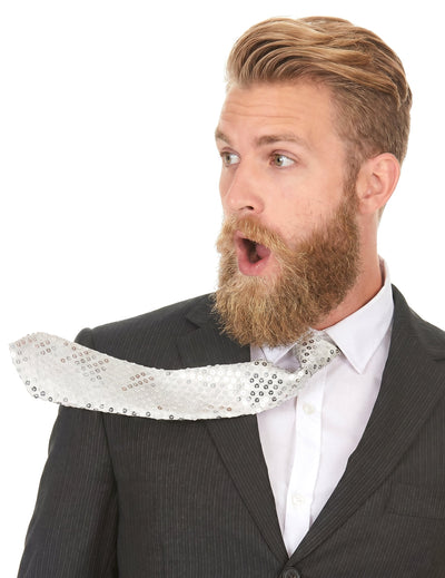 Corbata blanca de lentejuelas adulto