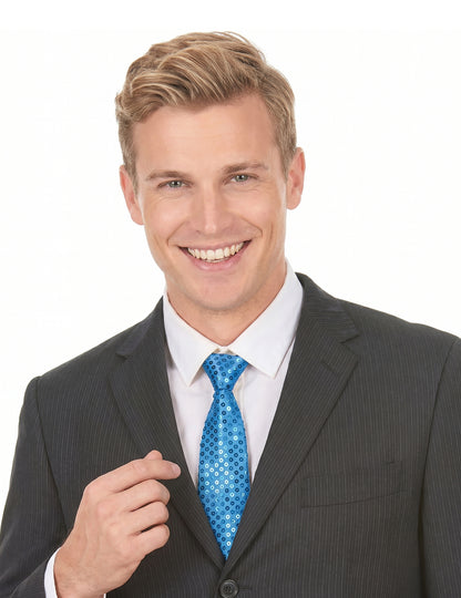 Corbata turquesa con lentejuelas adulto