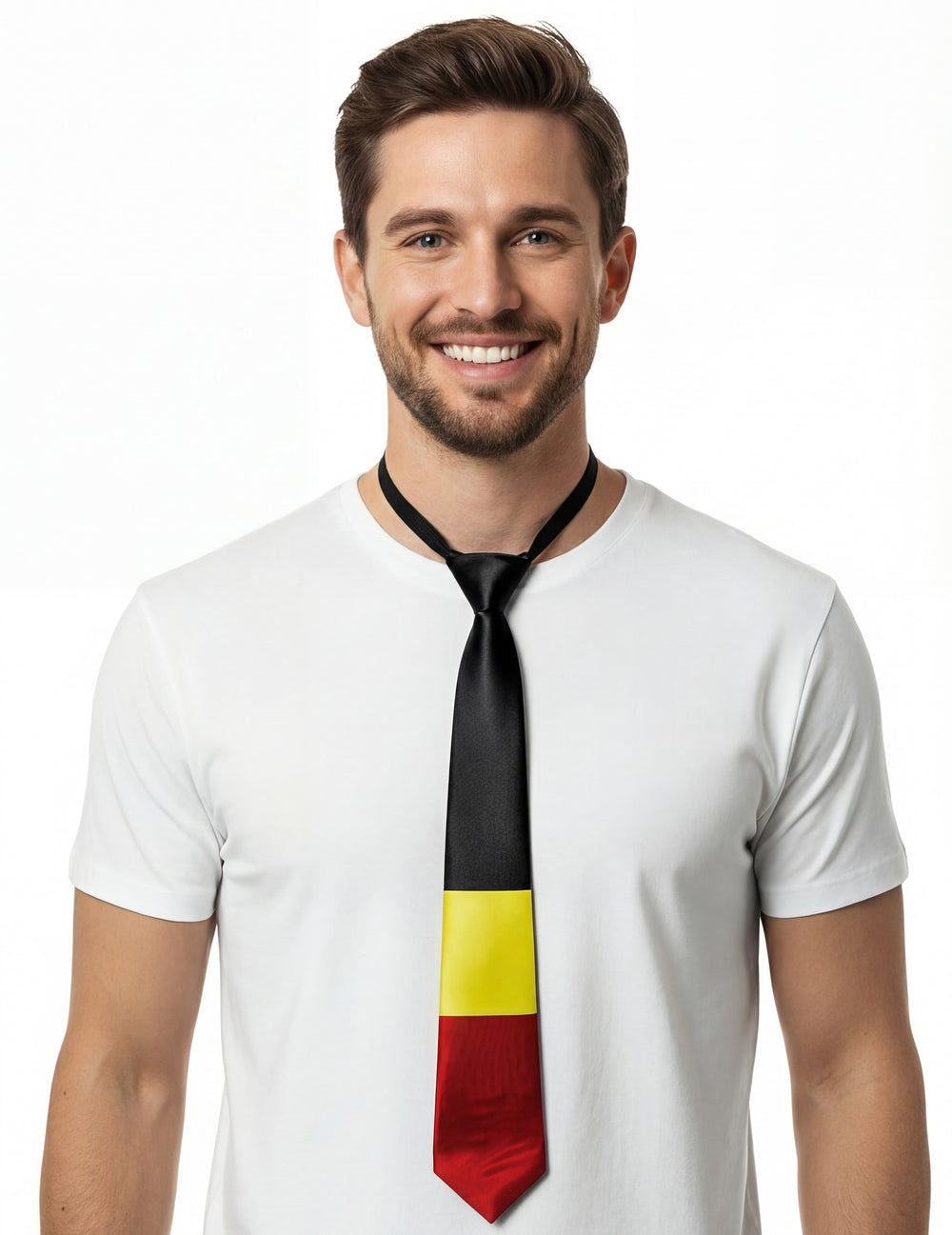 Cravate de supporter Belgique pour adulte noir jaune et rouge