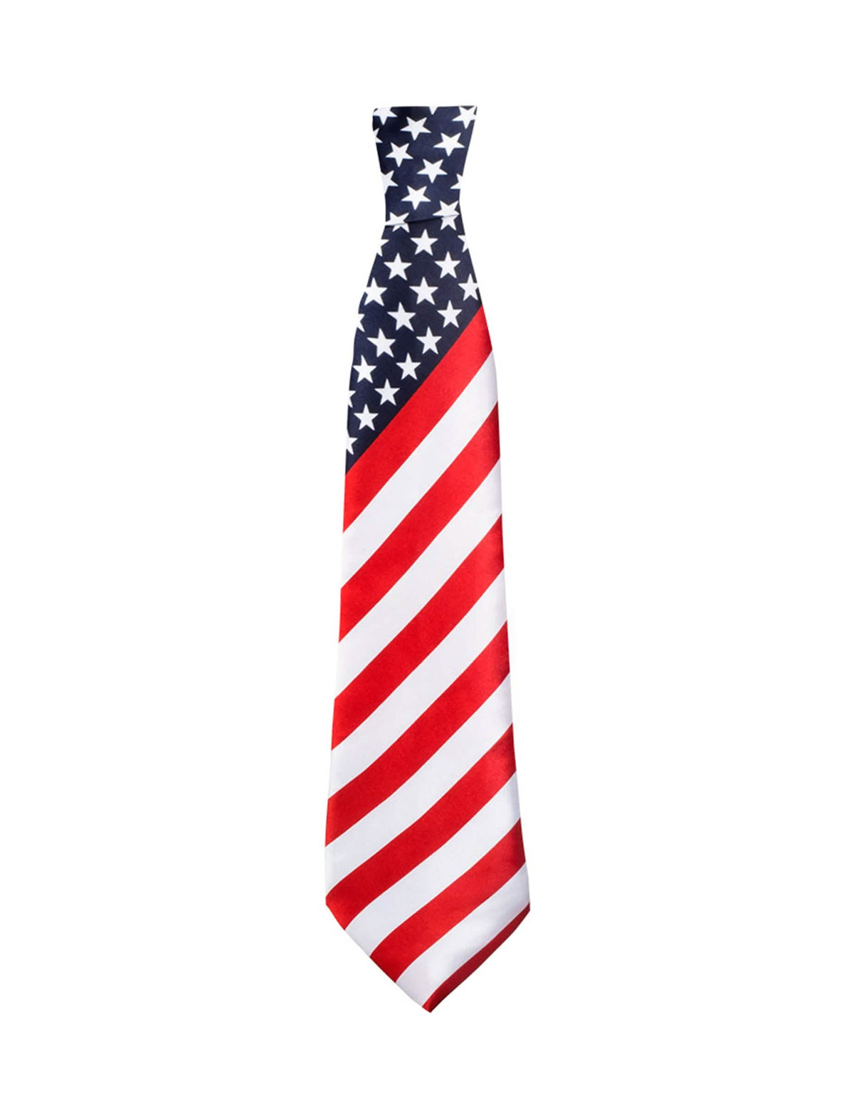 Vista frontal de la corbata con la bandera estadounidense