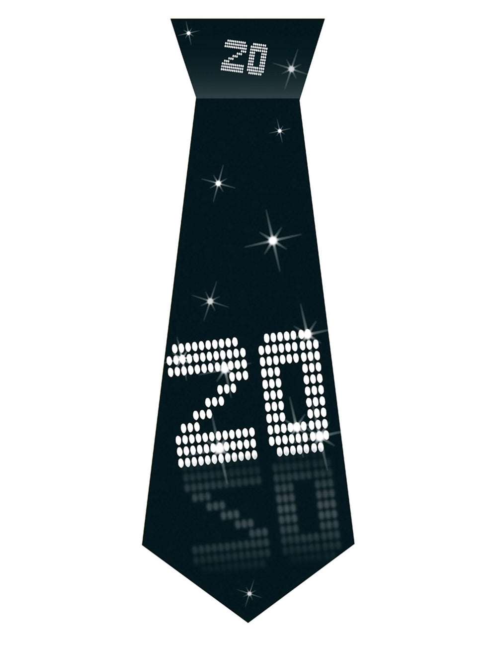 Corbata de cartón con elástico 20 años VIP para adulto negra y plateada