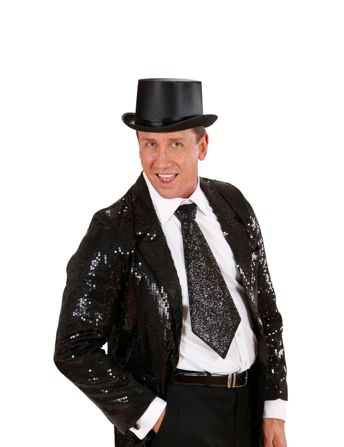 Corbata de lentejuelas para adulto negra