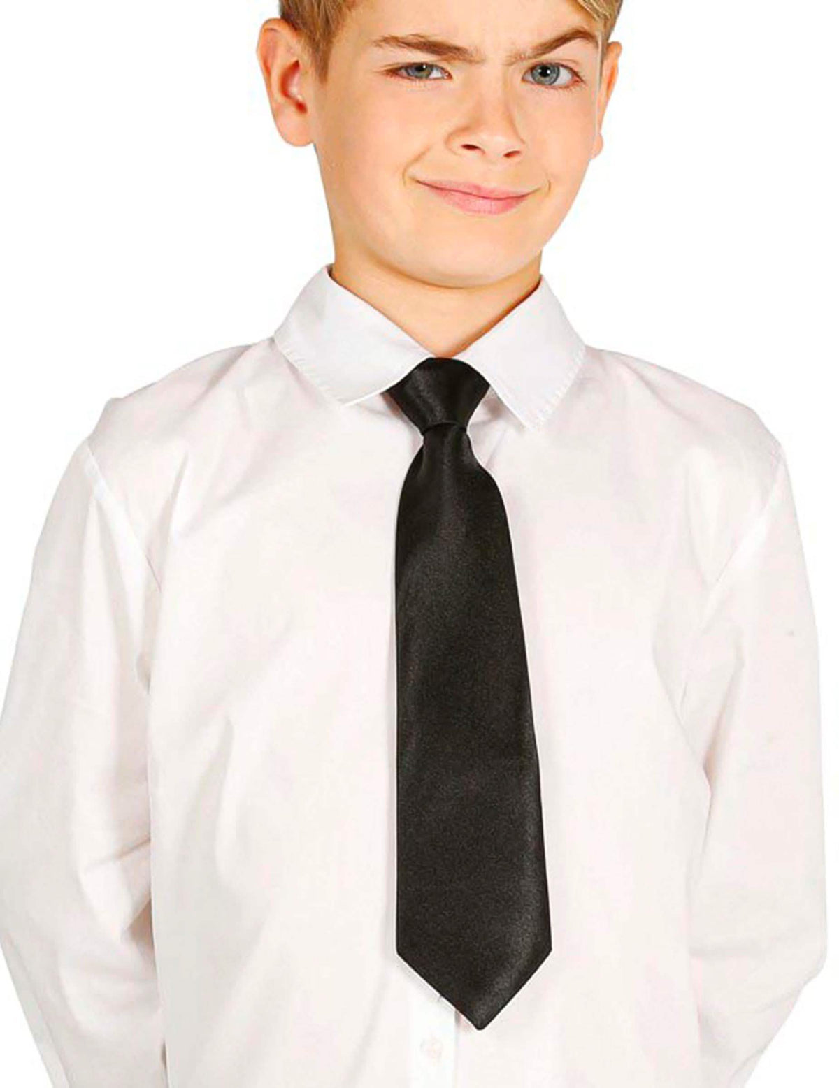 Corbata para niño negra satinada