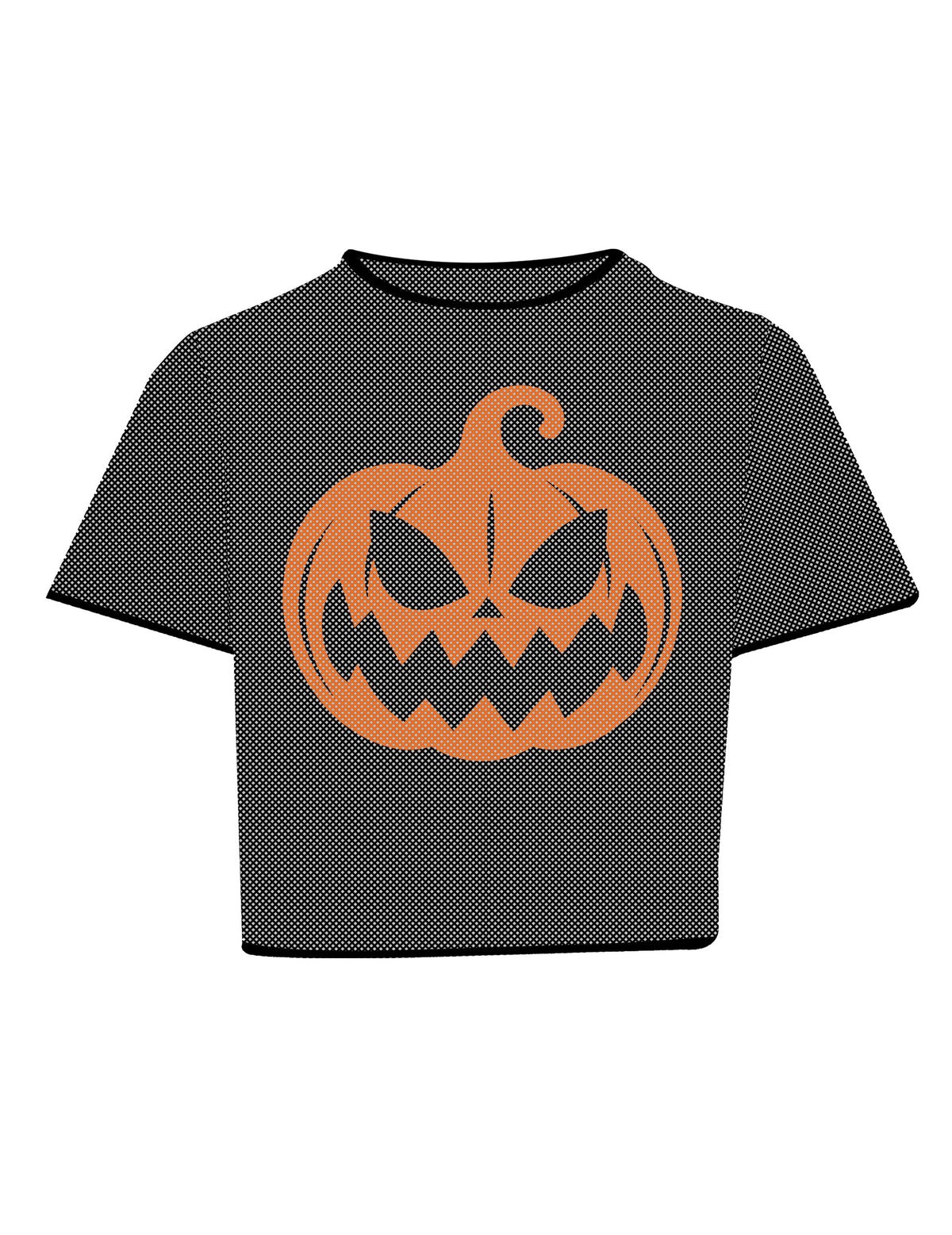 Crop top de rejilla negro con calabaza para adulto