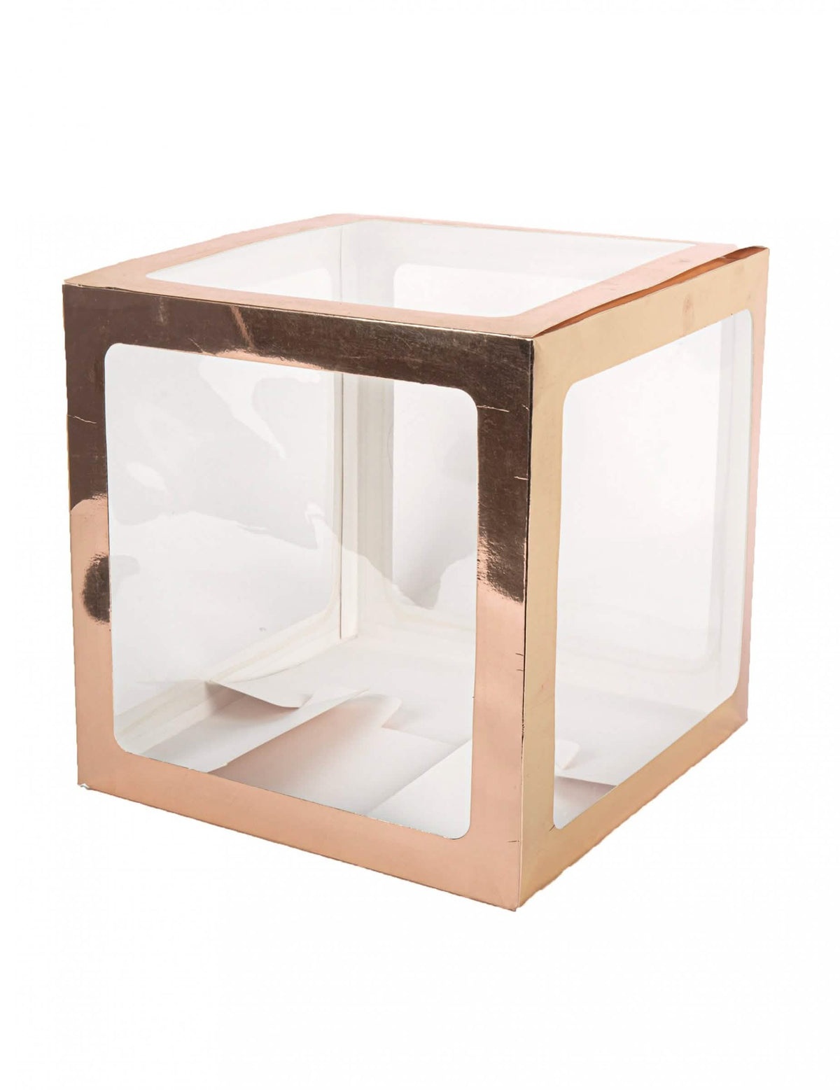 Cube à ballons transparent à personnaliser pour décoration de fête rose gold
