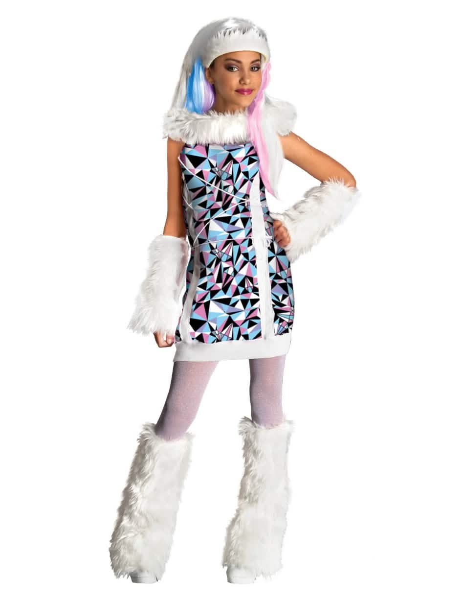 Déguisement luxe Abbey Bominable Monster High™ pour fille blanc à motifs géométriques et fausse fourrure