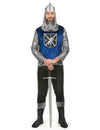 Déguisement médiéval pour homme bleu et argenté avec couronne