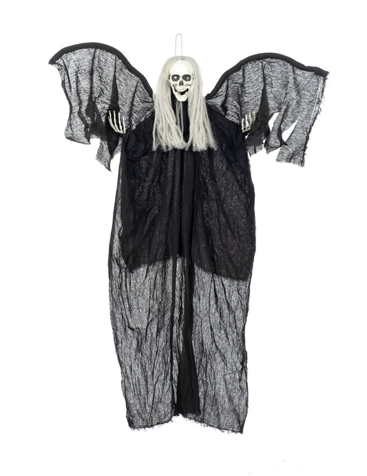 Decoración ángel negro de la muerte luminoso para colgar 110 cm