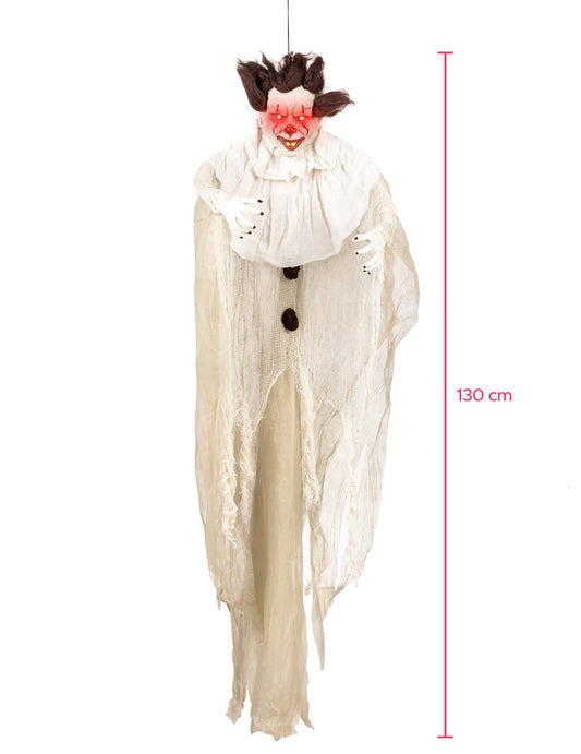 Decoración para colgar de payaso asesino para halloween blanco con ojos rojos luminosos