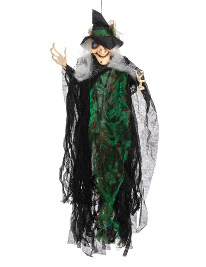 Decoración para colgar bruja luminosa 110 cm