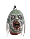 Décoration à suspendre tête de zombie pour Halloween grise avec bouche ensanglantée