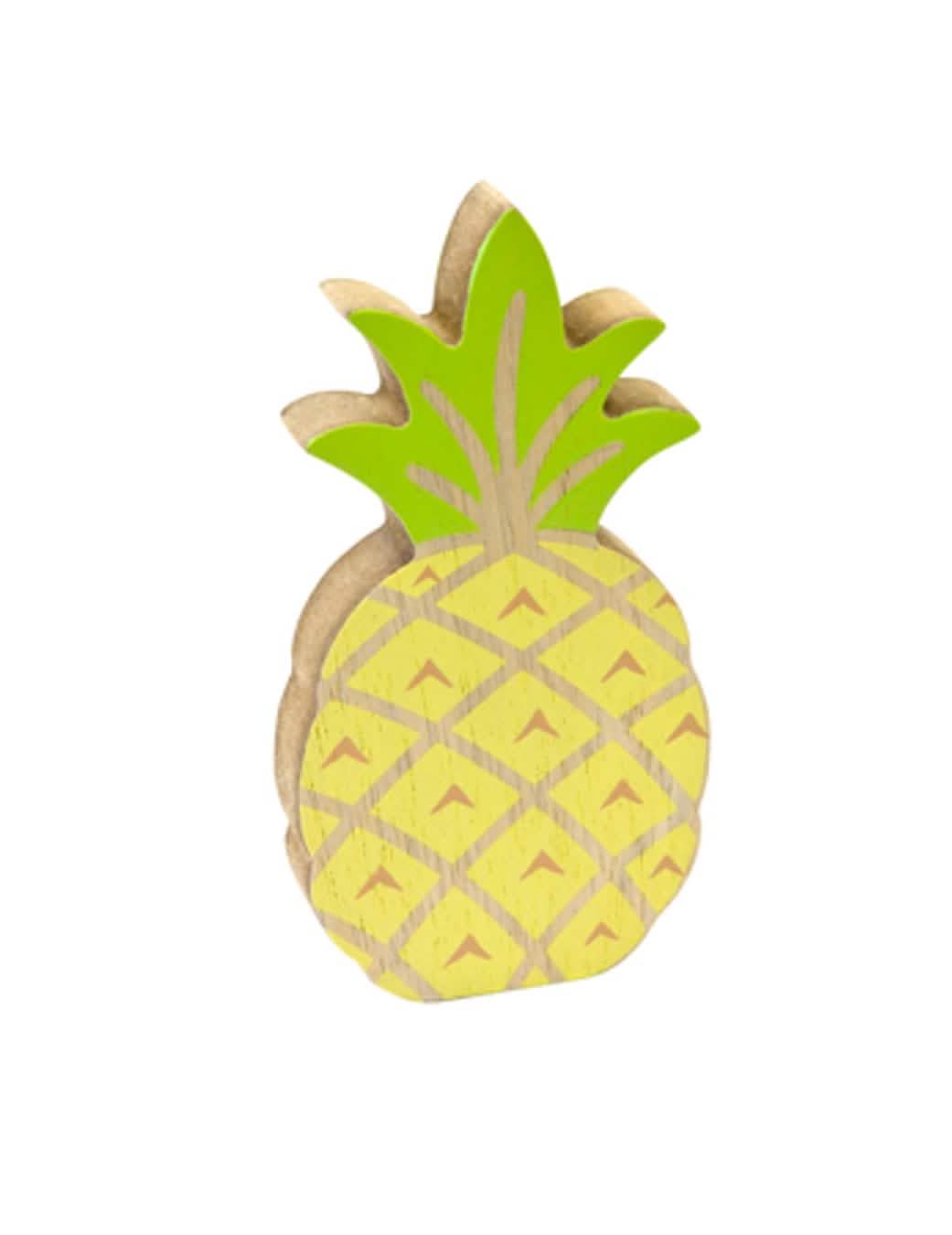 Decoración de piña de madera amarillo y verde