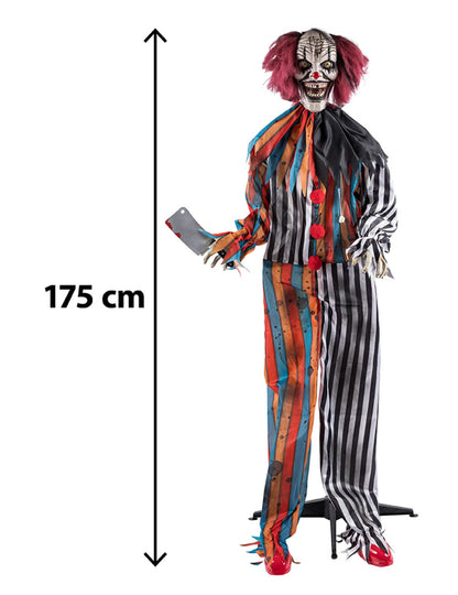 Decoración animada payaso carnicero maléfico con movimientos 175 cm