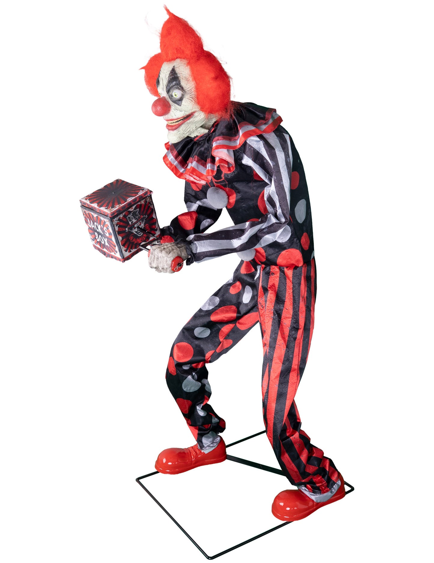 Decoración animada de payaso maléfico con movimientos 175 cm