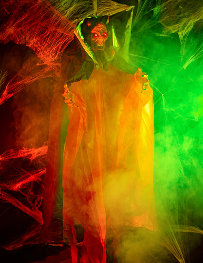 Mise en situation dans un décor d'Halloween de la décoration animée et lumineuse démon