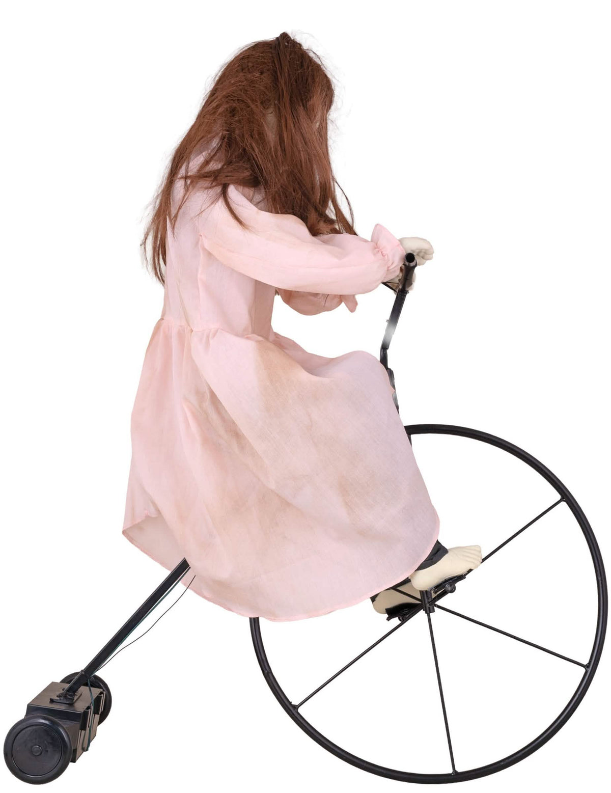 Decoración animada niña poseída en bicicleta con movimiento 72 x 30 x 94 cm