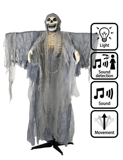 Decoración animada guardián de cripta terrorífico con movimientos 170 cm
