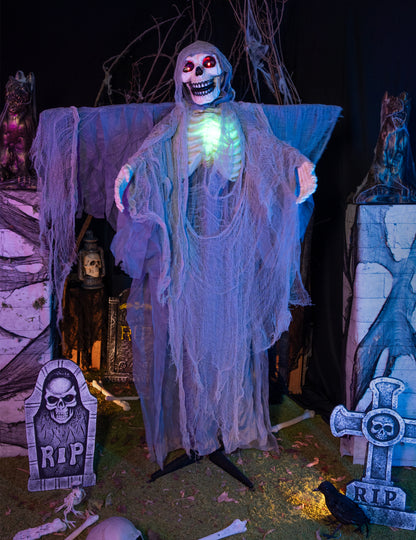 Decoración animada guardián de cripta terrorífico con movimientos 170 cm