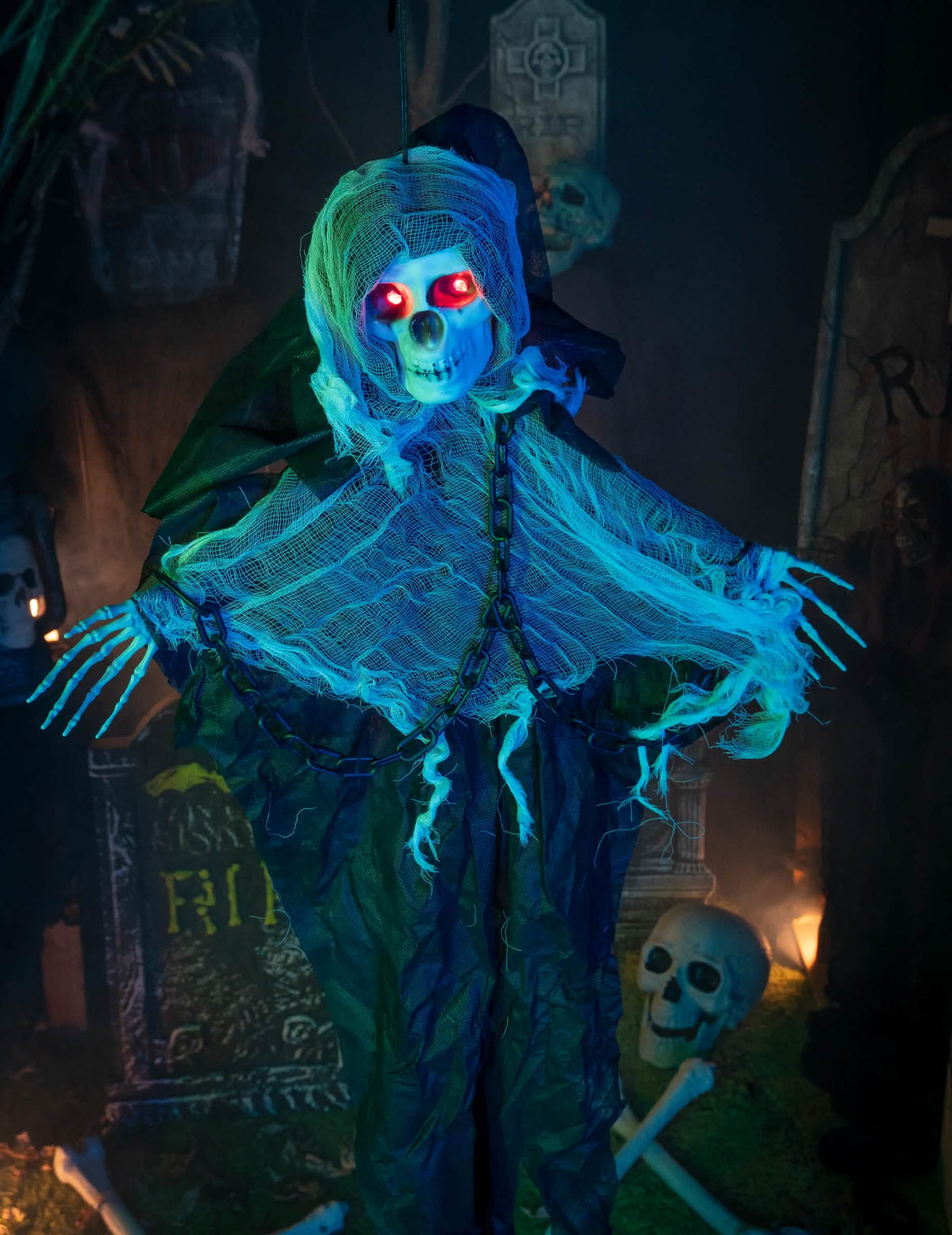 Decoración animada Ghoul espectral para colgar 80 cm