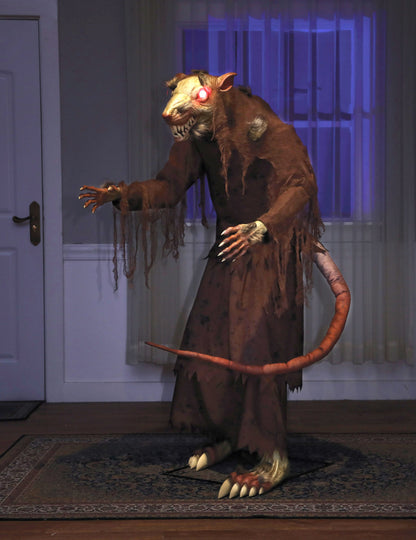 Decoración animada ratón aterrador con ojos rojos con movimientos y luces 1,5 m