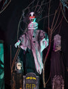 Decoración animada colgante payaso malvado con movimientos y sonidos 90 cm