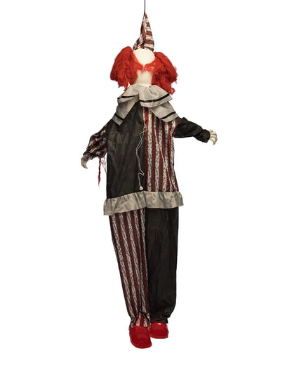Decoración animada colgante payaso malvado con risas y movimientos 175 cm