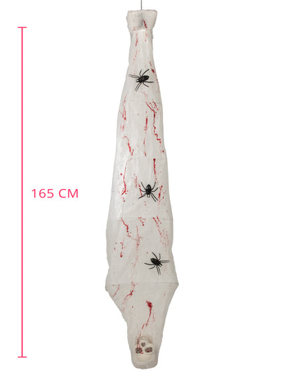 Decoración animada colgante capullo de araña con cuerpo atrapado 165 cm
