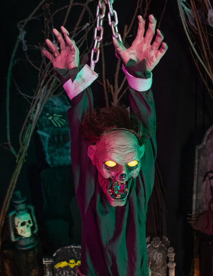  Decoración animada de zombi encadenado de 1,4 m