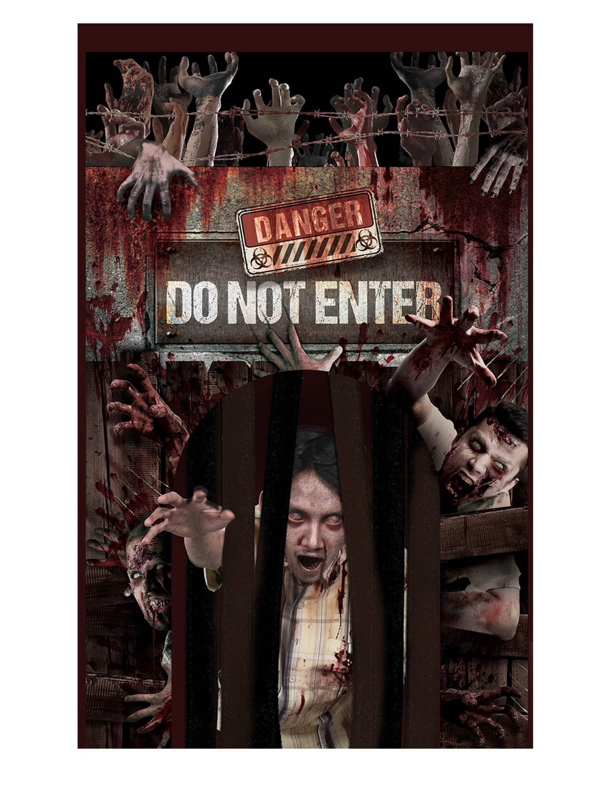 Détail du rideau à lanières de la décoration de porte avec rideau zombies