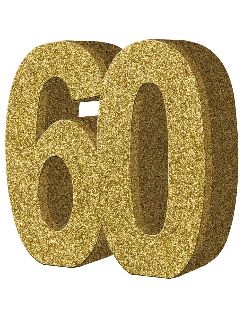 decoración de mesa 60 años para cumpleaños dorada con purpurina