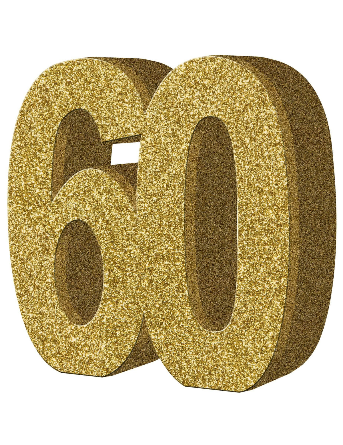 decoración de mesa 60 años para cumpleaños dorada con purpurina