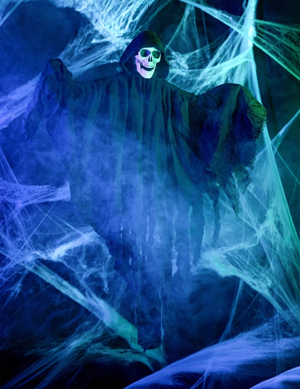 Escenografía de la decoración de la parca negra para halloween para colgar