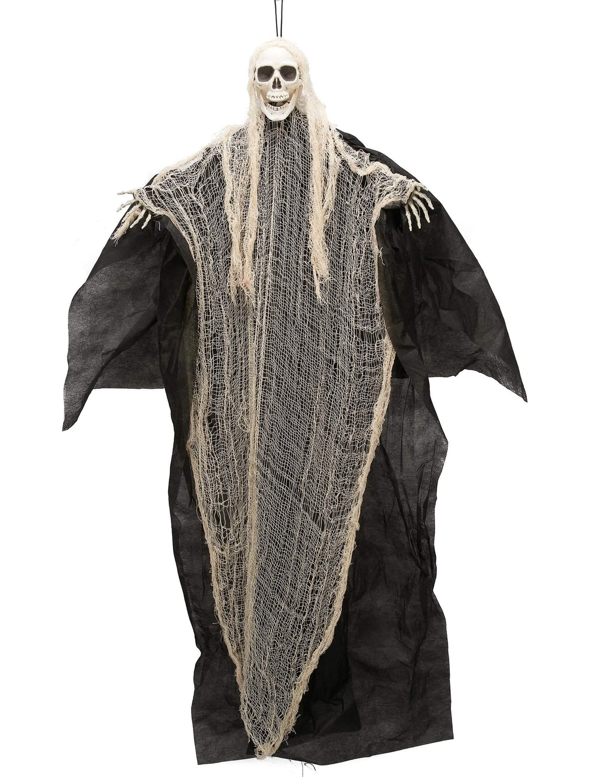 Décoration de faucheuse pour Halloween noire et blanche à suspendre