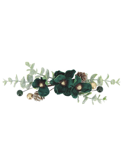 Decoración floral Elegancia verde oscuro y dorado 23 cm