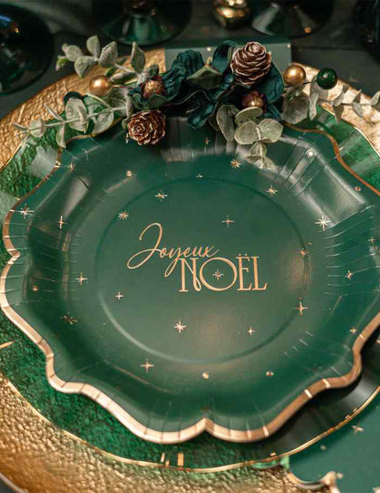 Decoración floral Elegancia verde oscuro y dorado 23 cm