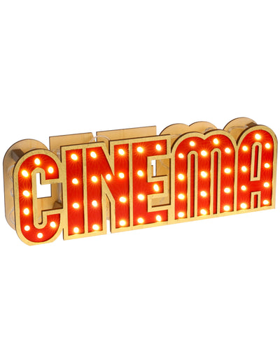 Décoration lumineuse en bois Cinéma pour fête rouge avec éclairage LED