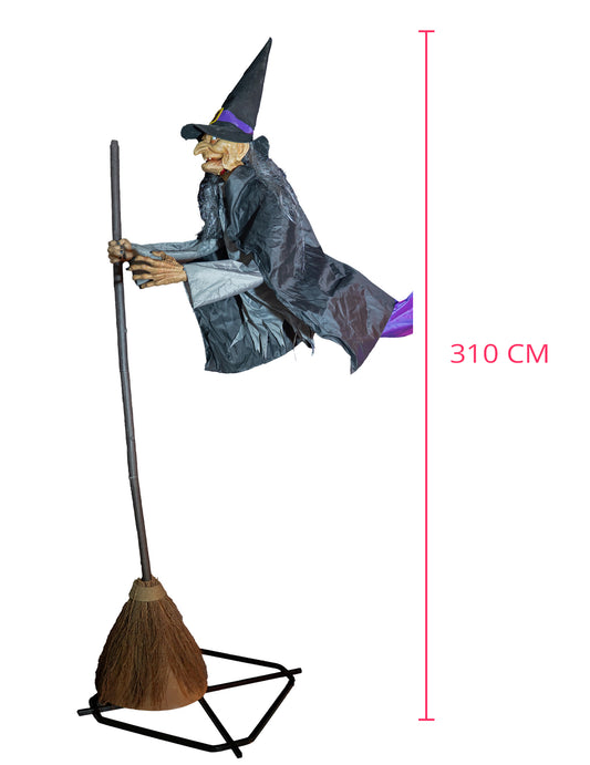 Decoración luminosa de bruja voladora 3m10