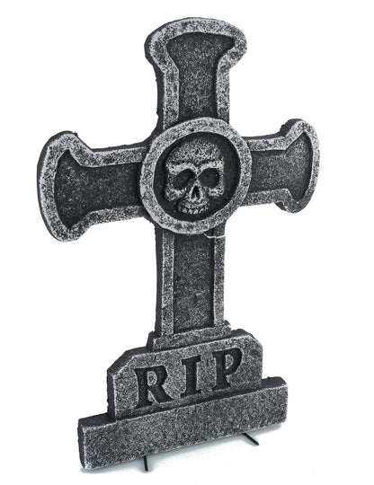 Dimensions de la décoration pierre tombale croix avec tête de mort pour Halloween