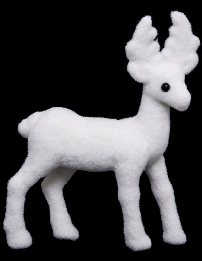 Décoration renne pour Noël blanc aspect pelucheux