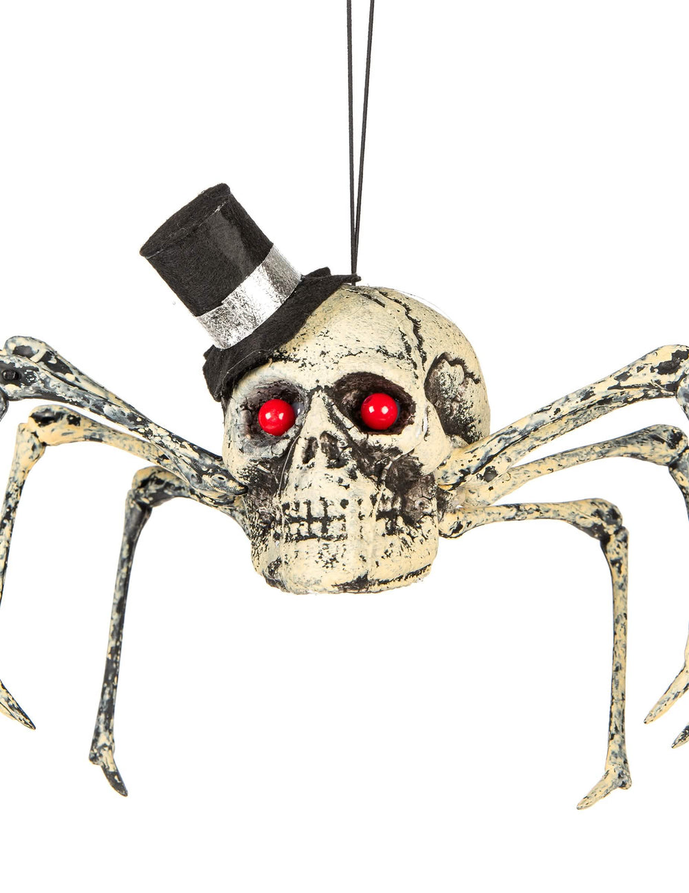 Vista frontal de la decoración esqueleto araña halloween