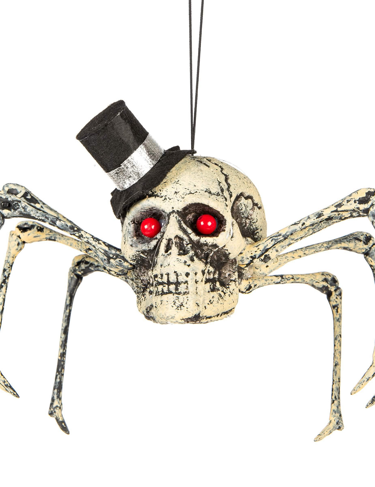 Vista frontal de la decoración esqueleto araña halloween