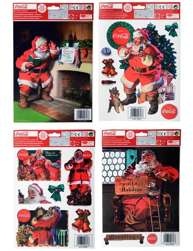 Decoración para ventanas Coca-Cola papá noel para la casa rojo y blanco estilo vintage