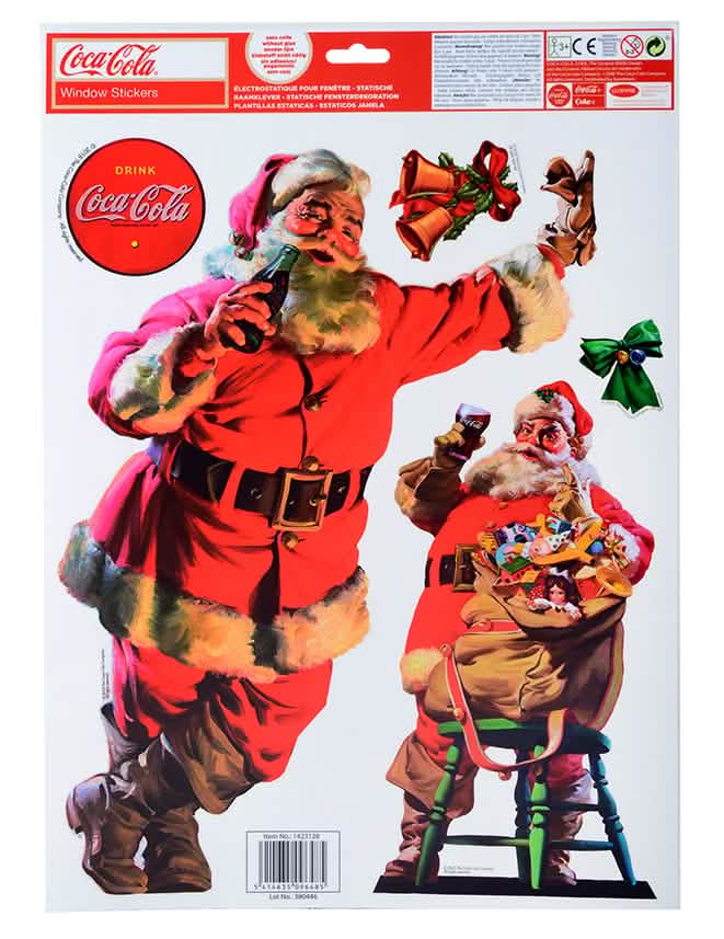 Détail des motifs de la planche de décorations pour fenêtres Coca-Cola™ et Père Noël