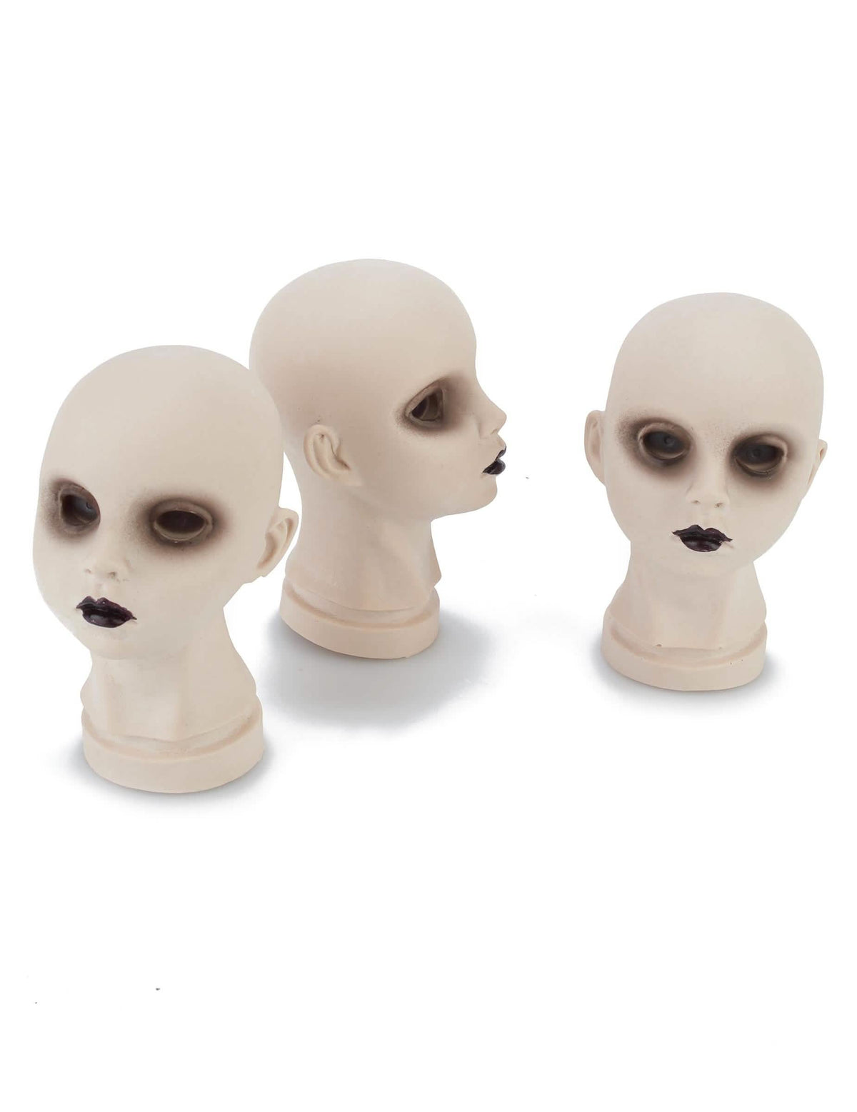 Decoraciones de cabezas de muñecas cadavéricas para halloween beige y negro