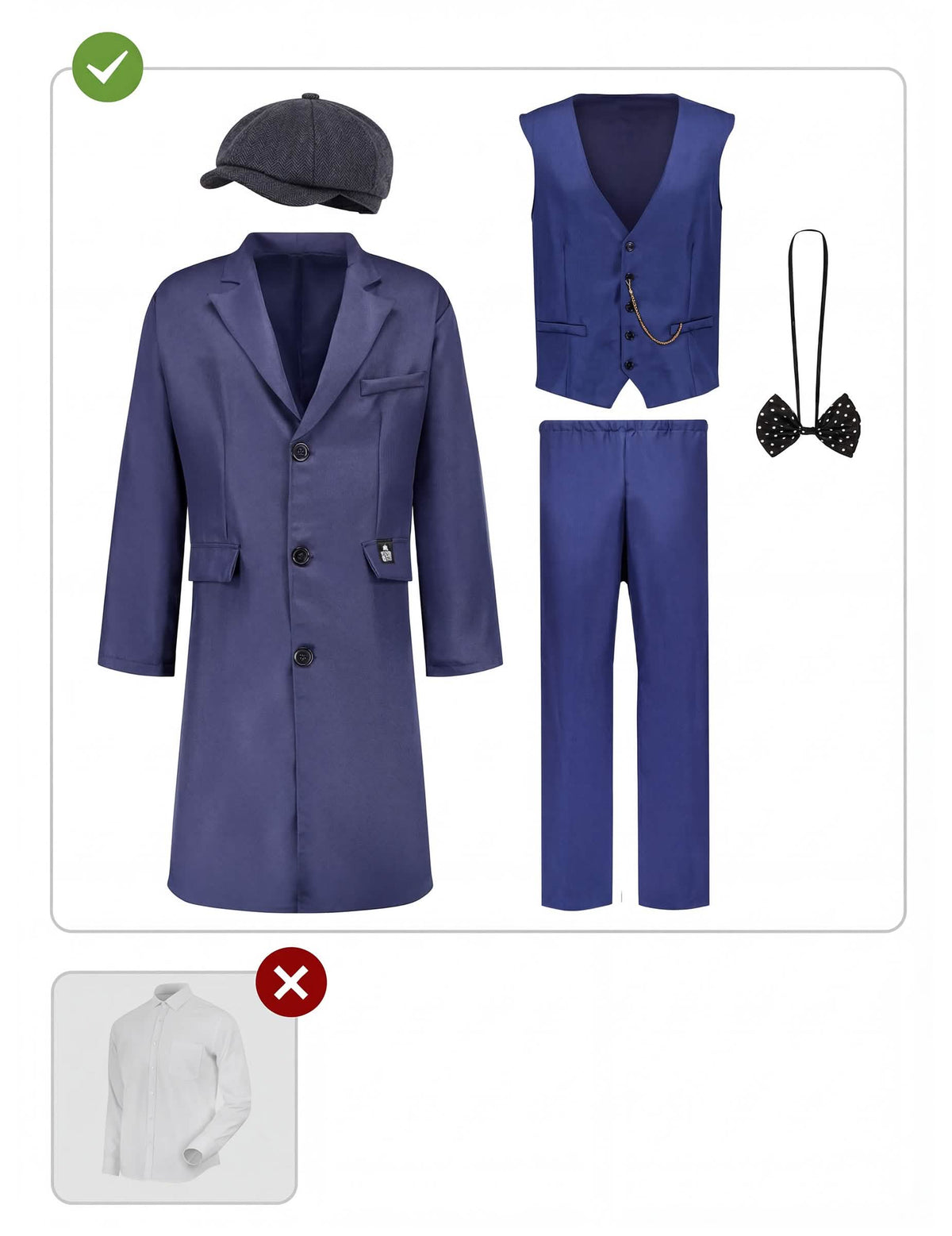 Detalles de las piezas del disfraz Arthur Shelby - Peaky Blinders™