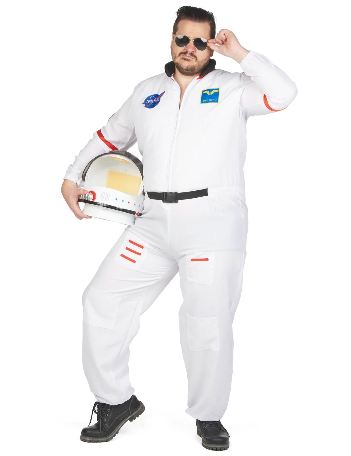 Déguisement d'astronaute pour homme blanc avec écussons et casque