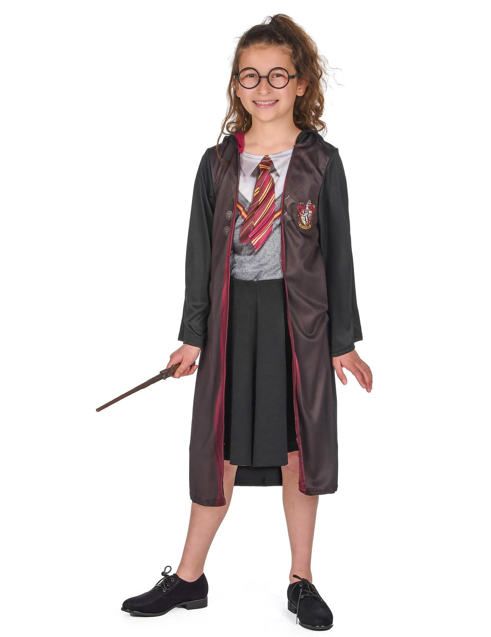 Vista frontal del disfraz con accesorios Harry Potter™
