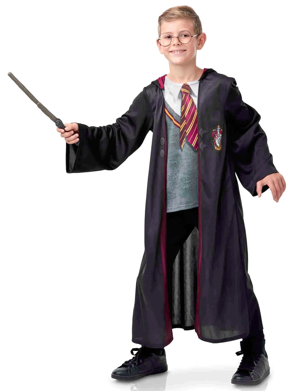 Disfraz con accesorios Harry Potter para niño negro y burdeos con varita y gafas