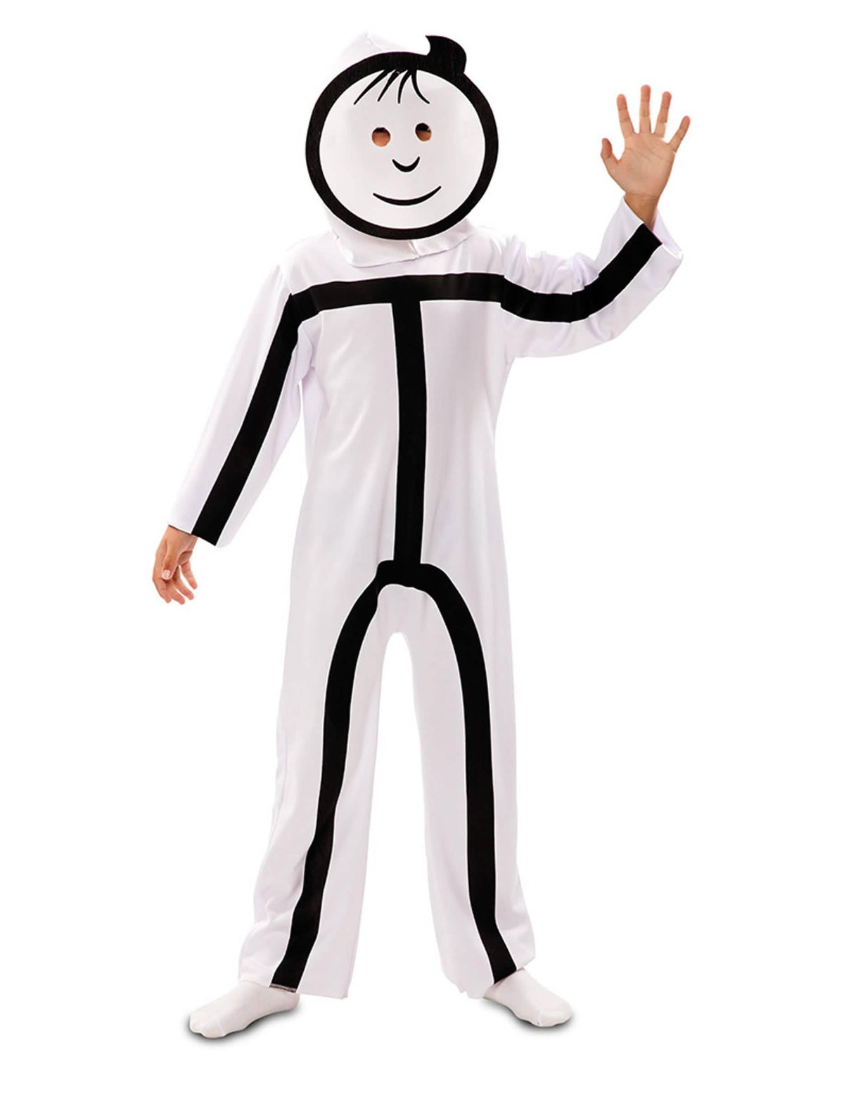 Déguisement Stickman pour enfant blanc et noir avec masque