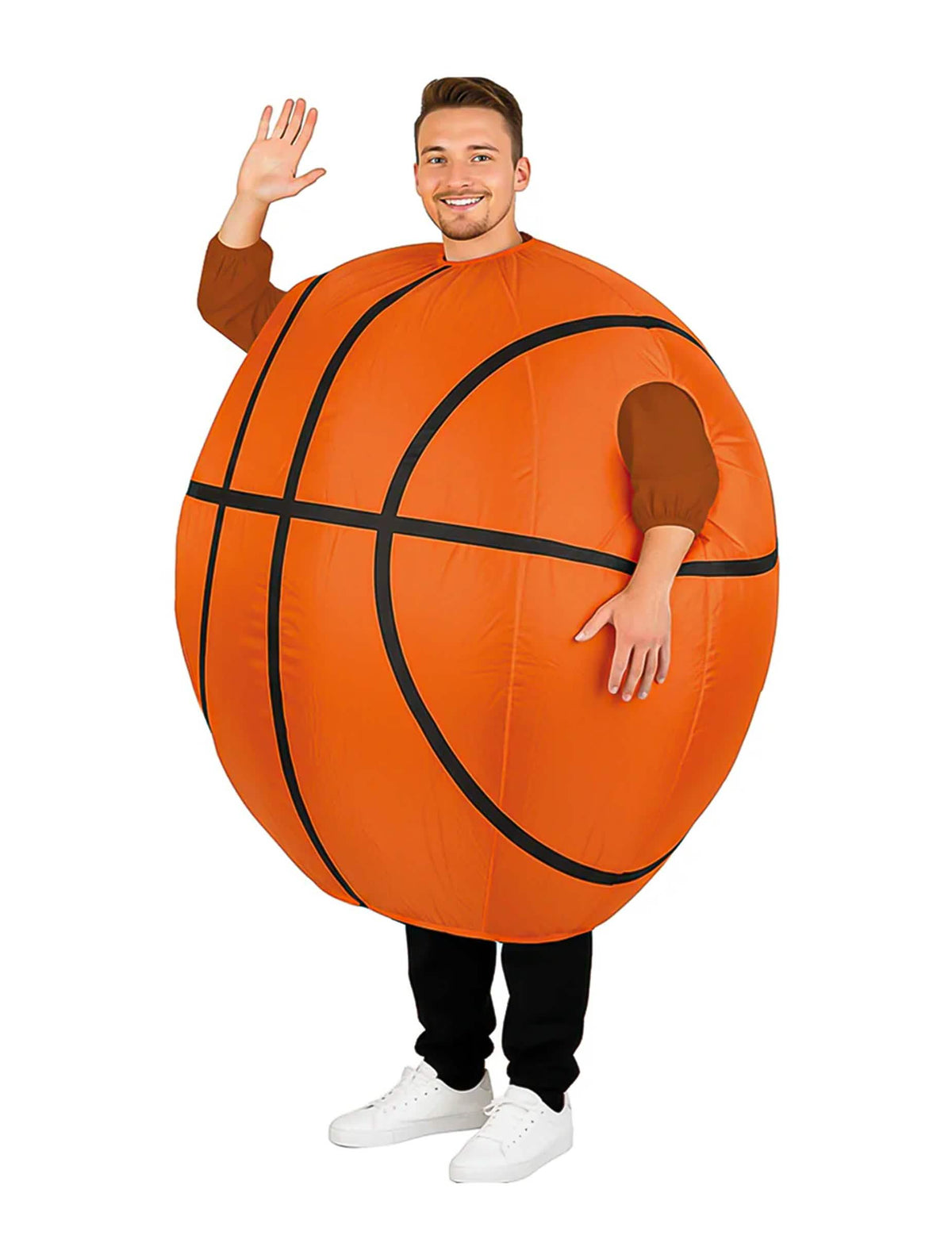 Disfraz de balón de baloncesto carry me para adulto naranja y negro